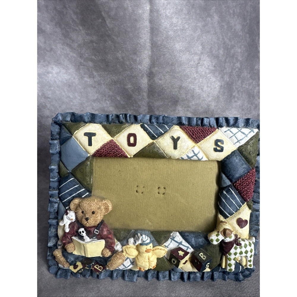 Daisy Kingdom Blue Jean Teddy Bear Nursery‎ Picture Frame Toys Quilted 2.5 x 4.5 - Picture 4 of 7